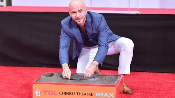 Pitbull dejó sus huellas en el cemento de Hollywood