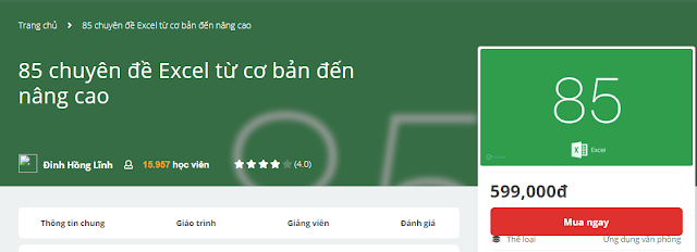 Chia Sẻ Khóa Học 85 Chuyên Đề Excel Từ Cơ Bản Đến Nâng Cao