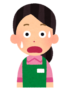 エプロン姿の女性の表情のイラスト「驚き」