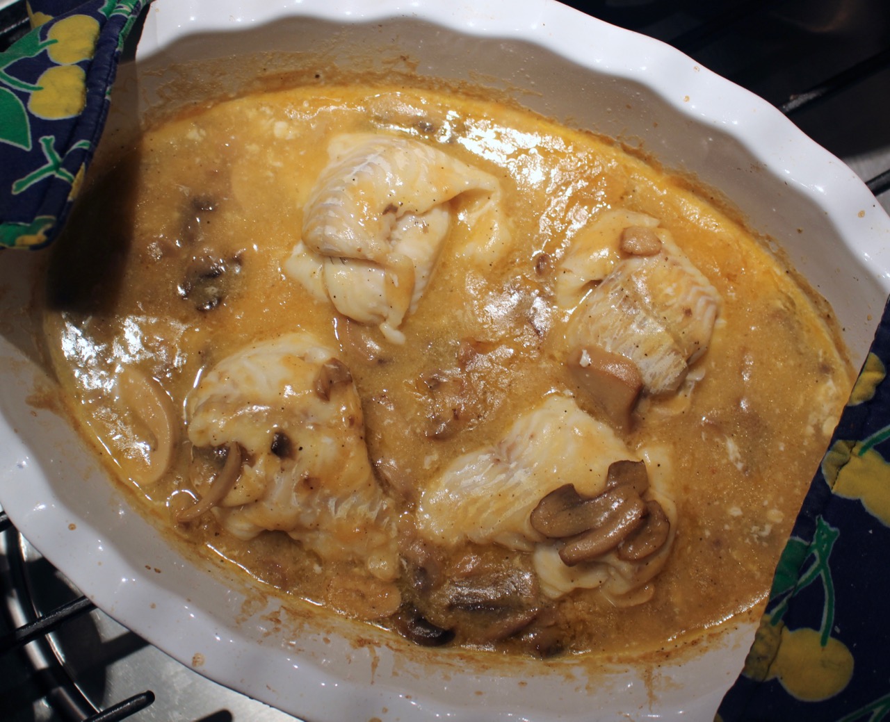 Haddock with Mushroom Bisque Sauce