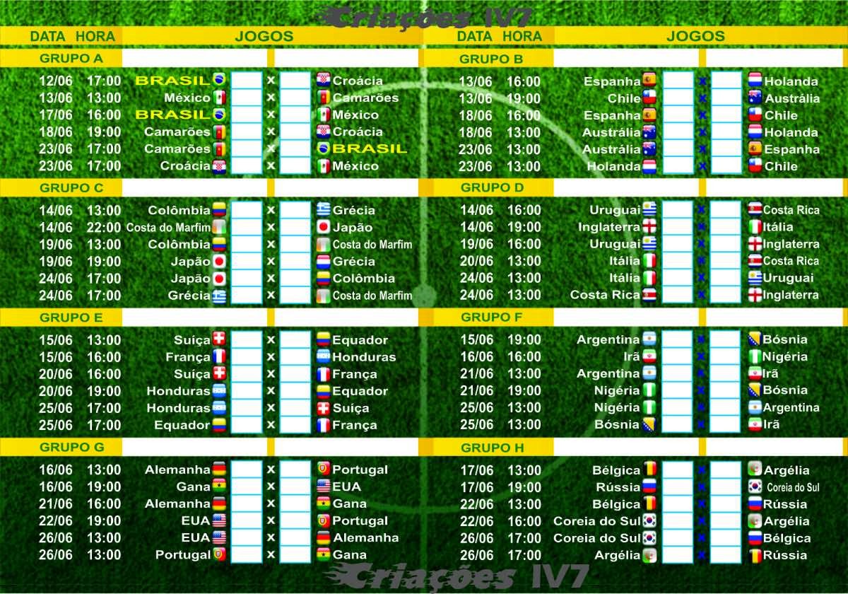 Blog Do Luis Meira Tabela Da Copa Do Mundo 2014 Fase De Grupos