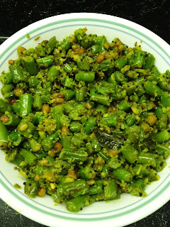 Green Beans Sabzi version II / Hurlikayi Palya version II,french beans stir fry