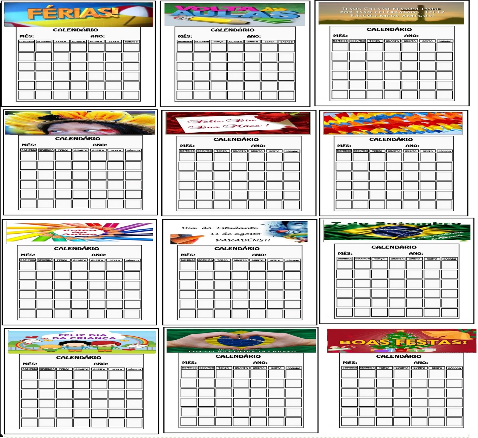 Calendário permanente para imprimir: organização ao seu alcance