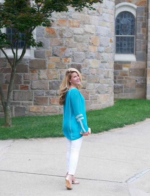 tolani teal embroidered tunic
