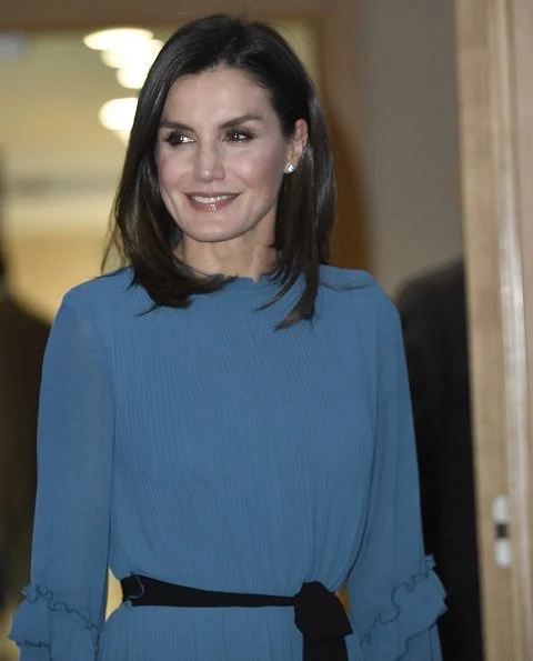 Queen Letizia wore ZARA pleated jumpsuit dress with belt from spring summer 2019 collection