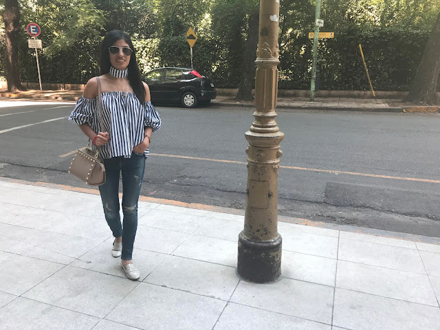 Zaful Striped Off The Shoulder Top 4