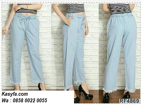 Model celana panjang wanita terbaru celana rawis bawah - ''KASYFA SHOP''
