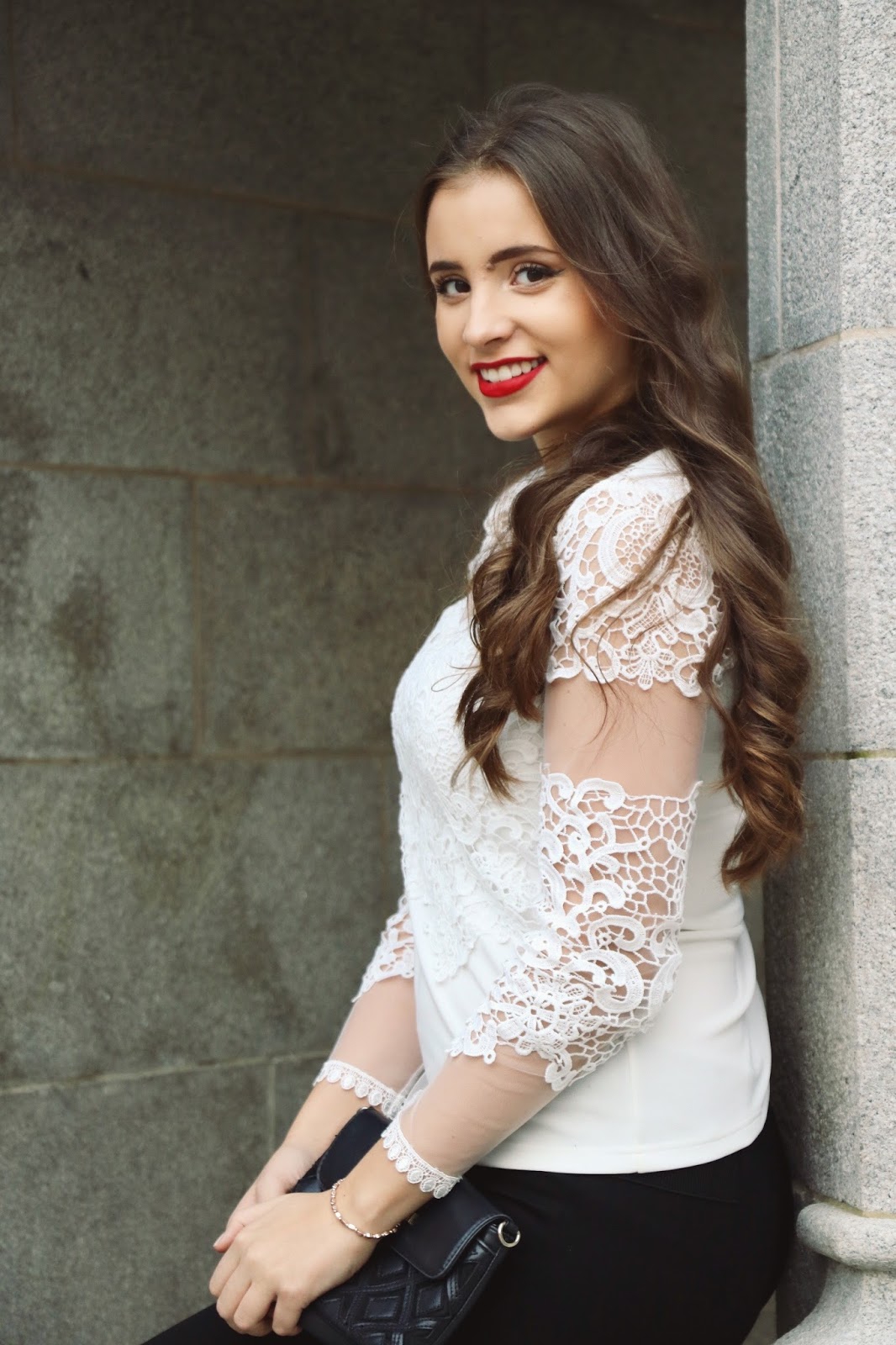 White Lace and Red Lips Holiday Fashion 