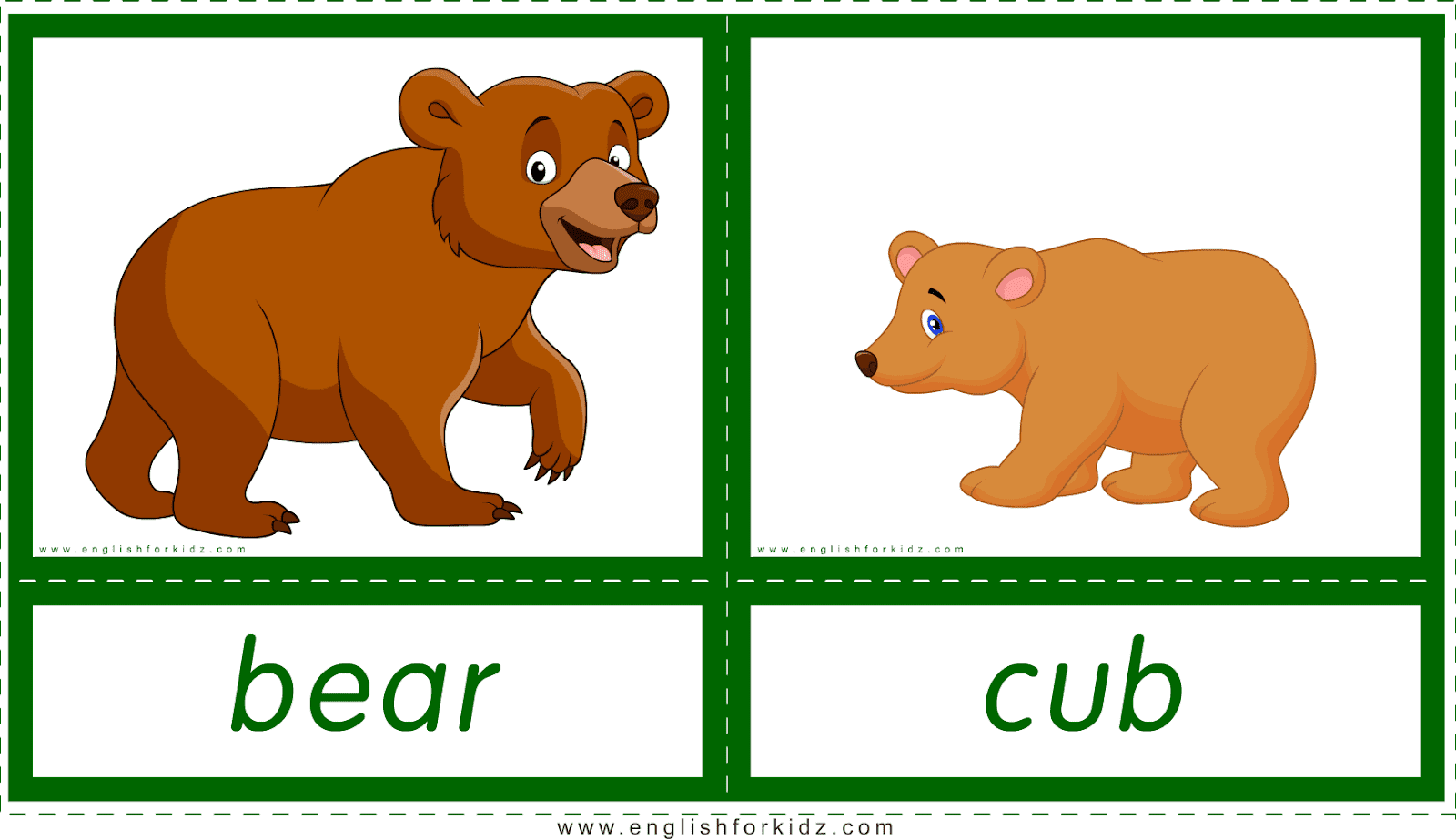 Printable Flashcards: Animals and Their Babies. Part 1.