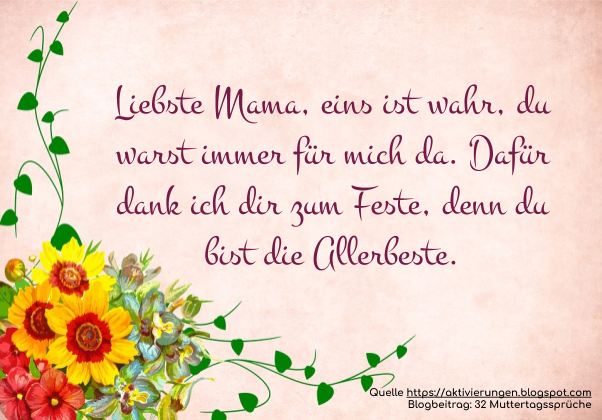 Aktivierungen Soziale Betreuung Muttertagsspruch Liebste Mama
