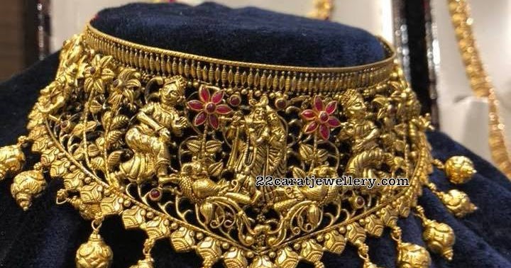 Antique Work Radha Krishna Choker - Jewellery Designs