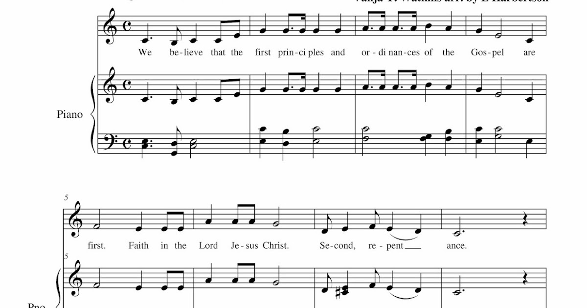 4th Article Of Faith Song Printable