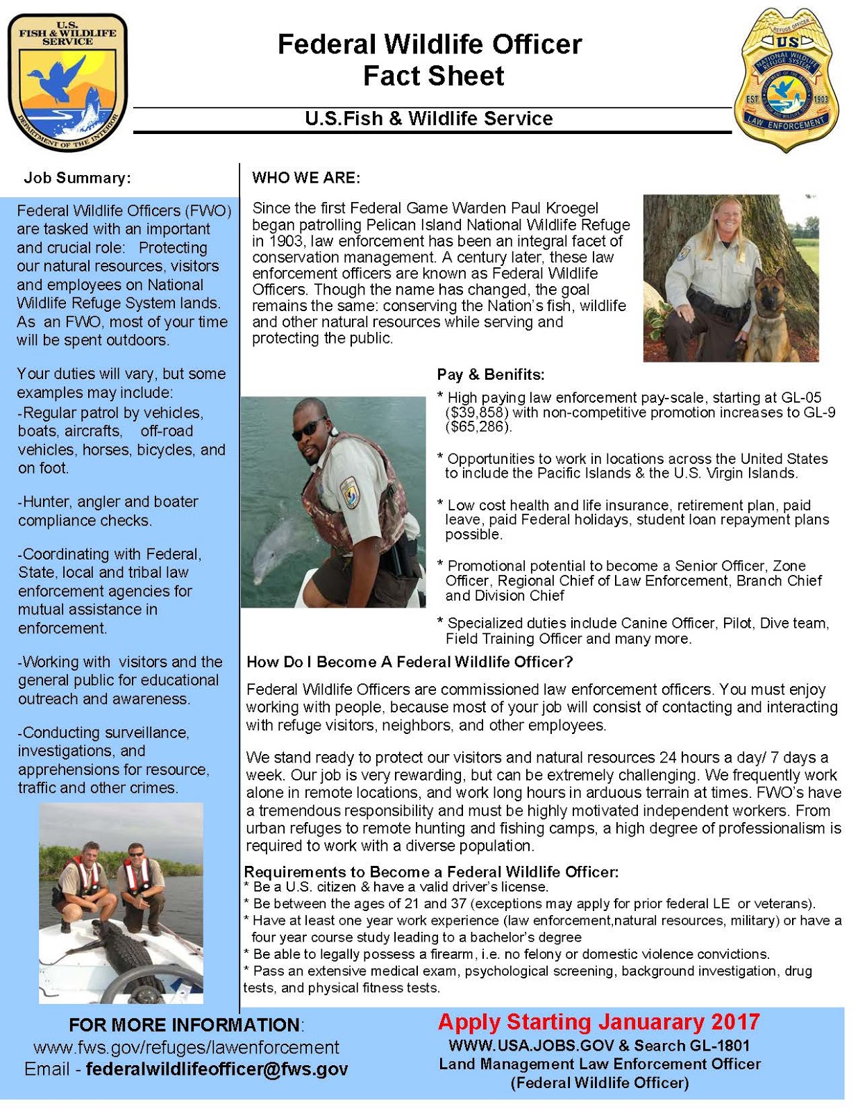 CCJS Undergrad Blog Federal Wildlife Officer Position Openings Info
