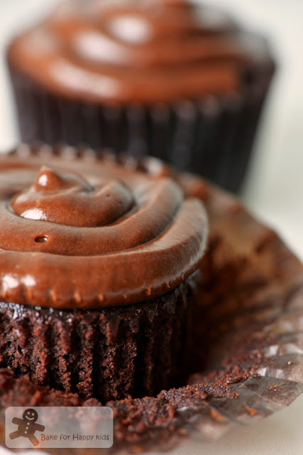 rich moist Devil's food cupcakes with chocolate frosting