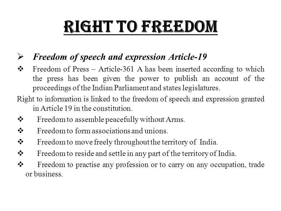 Article Vii The Right And Freedom Of