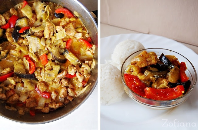 Chicken Eggplant and cabbage Curry