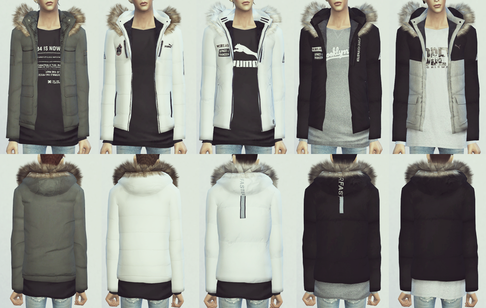My Sims 4 Blog: Jacket with Fur Hood for Males by Ooobsooo