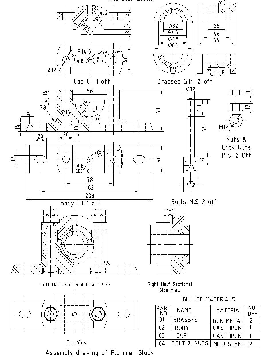 Machine Drawing Plummer Block version