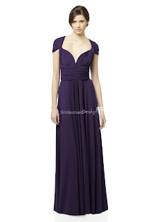 Impression Purple Empire Twist Wrap Floor Length Ruched Formal Dress 