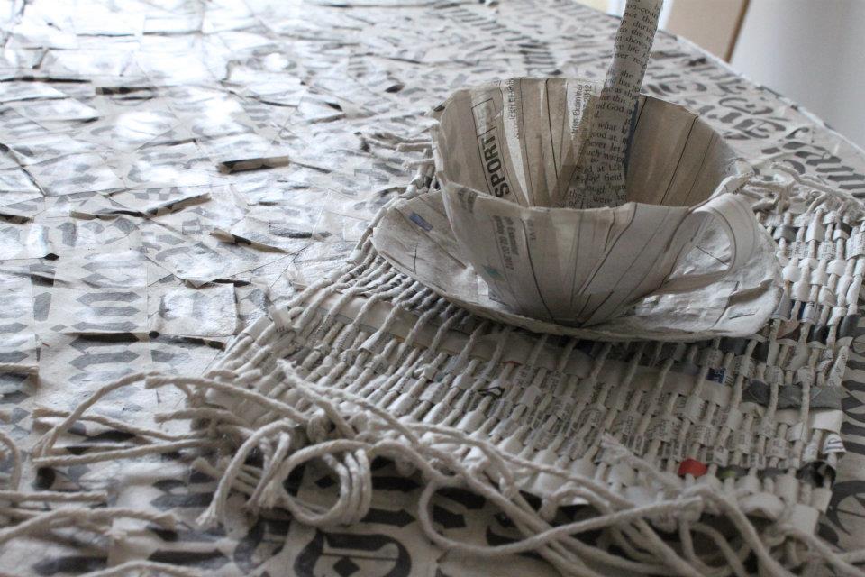 Maeve Lynch Artist Newspaper Kitchen Installation for The Irish