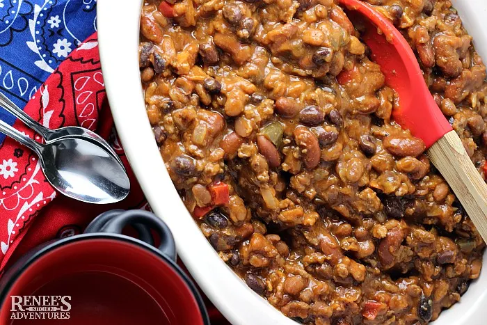 Slow Cooker Cowboy Baked Beans | Renee's Kitchen Adventures