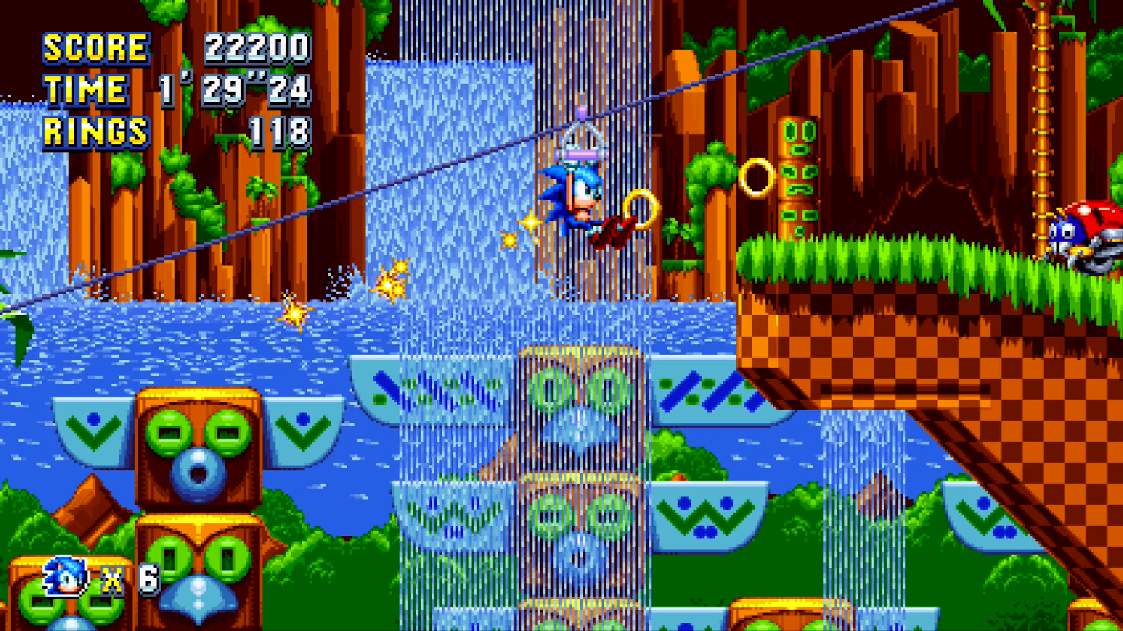 Knuckles' Chaotix, knuckles Chaotix, Green Hill Zone, tilebased Video Game,  Sonic Mania, Sonic the Hedgehog 2, cyan, Sprites, Tails, sprite