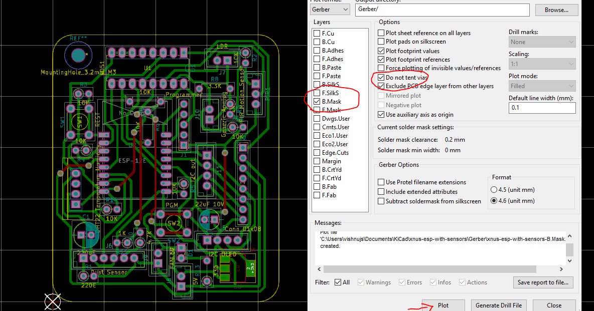 Exporting Solder mask with untented Vias as SVG from KiCad