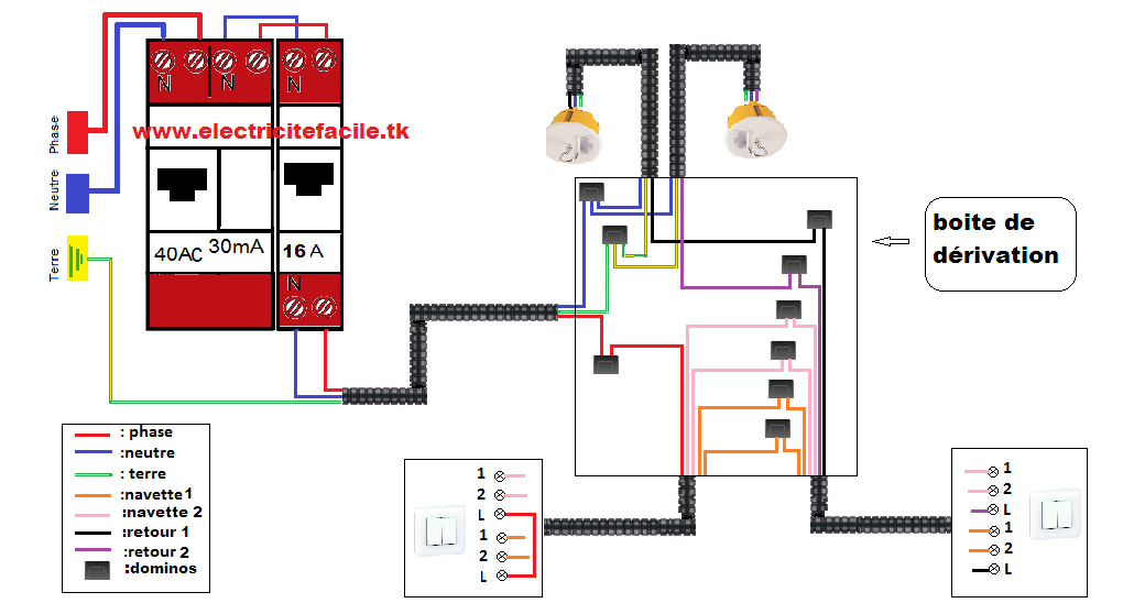 schema electrique installation montage circuit double va