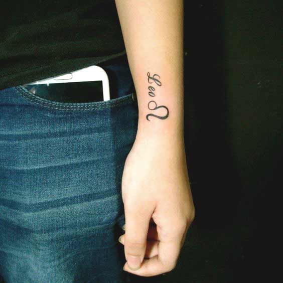 Leo sign tattoo design on wrist