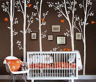 Dormitorio bebé naranja y marrón Cuarto de bebé naranja marrón