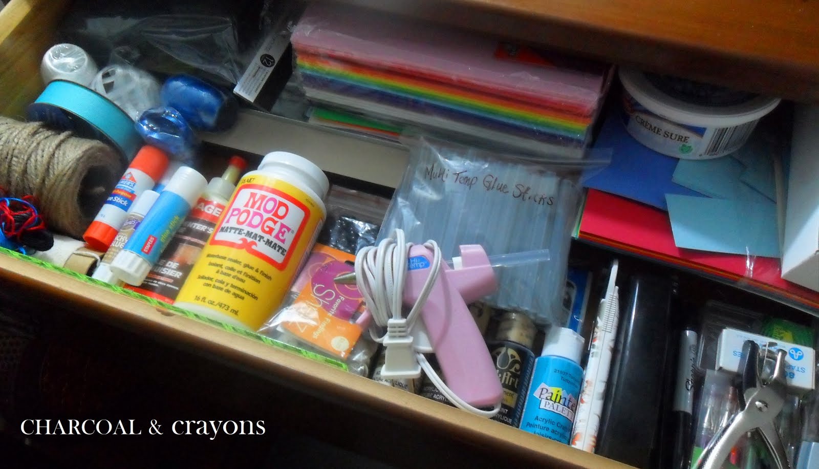 Charcoal and Crayons Goodbye Junk Drawer, Hello Craft Drawer!