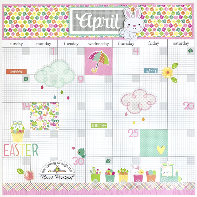 April Easter 12x12 Calendar Scrapbook Page Layout
