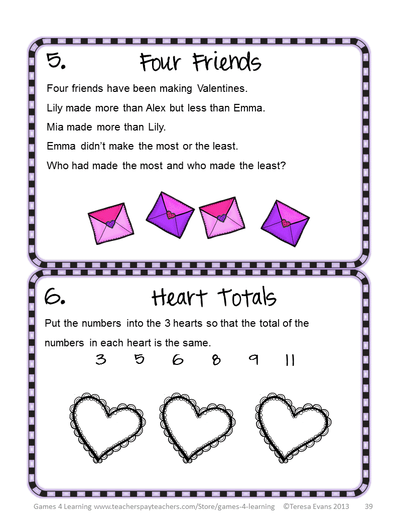 Fun Games 4 Learning: Valentine's Day Math Freebies
