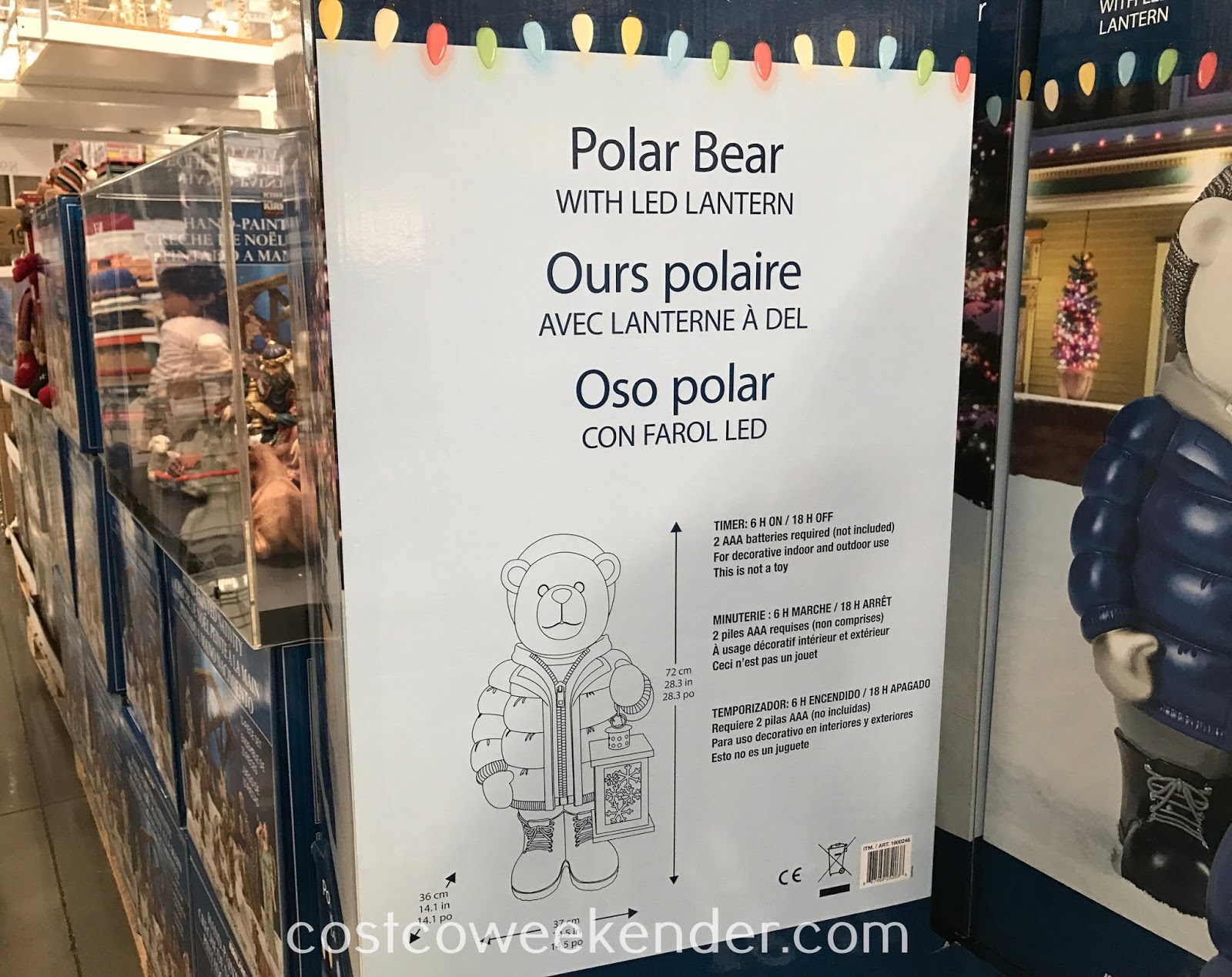 Polar Bear Greeter with LED Lantern Costco Weekender