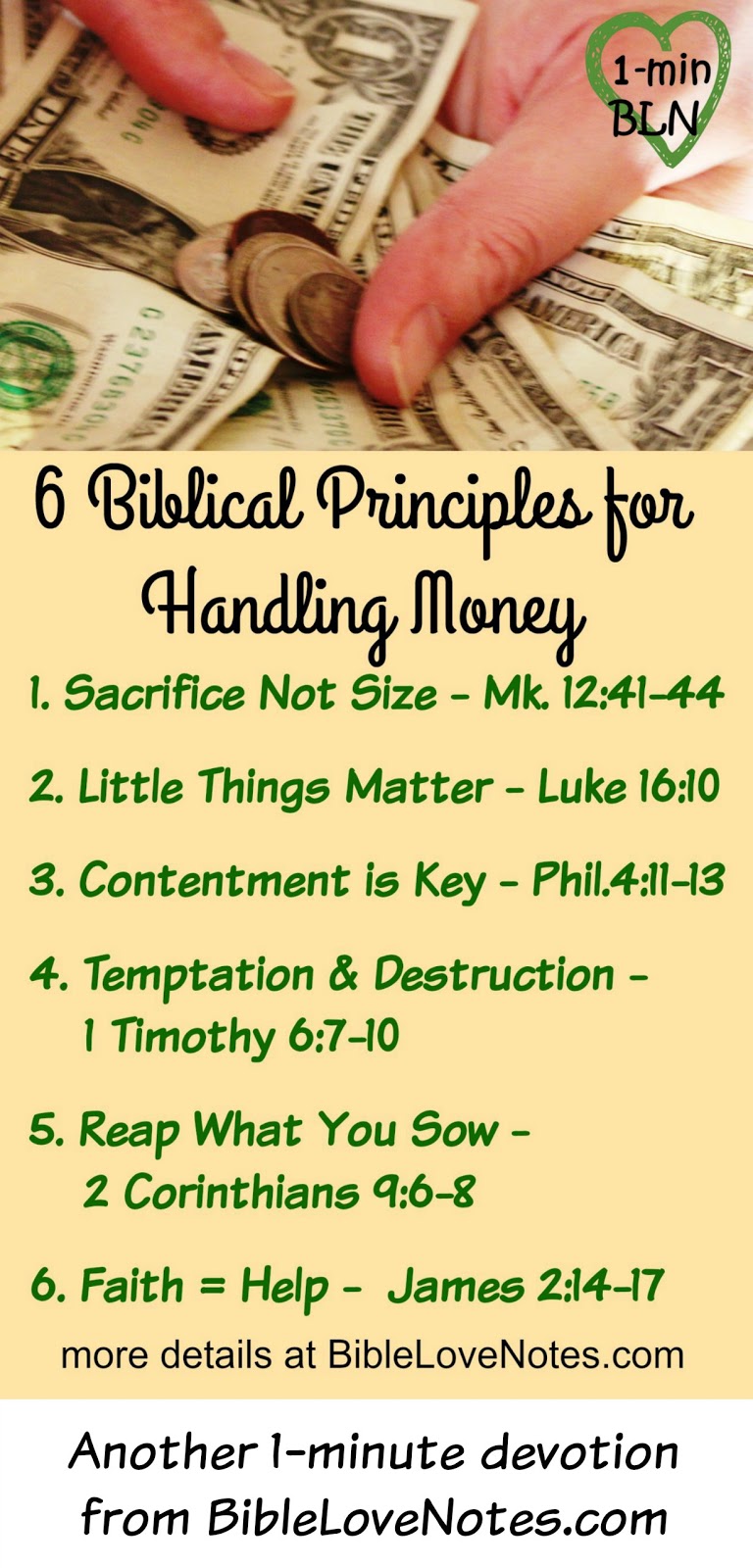 1-Minute Bible Love Notes: 6 Biblical Principles About Money & Possessions