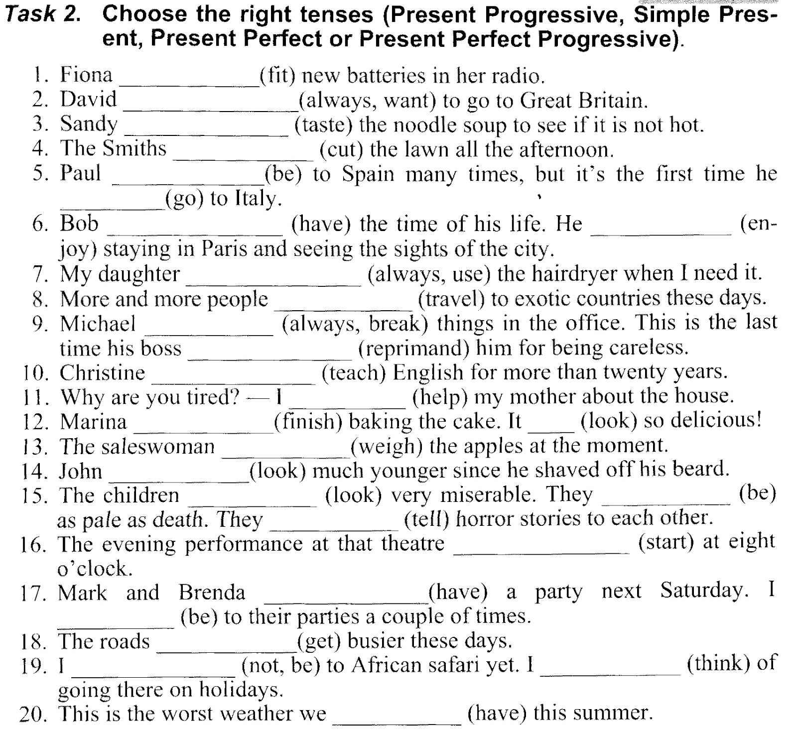 Present past tenses упражнения