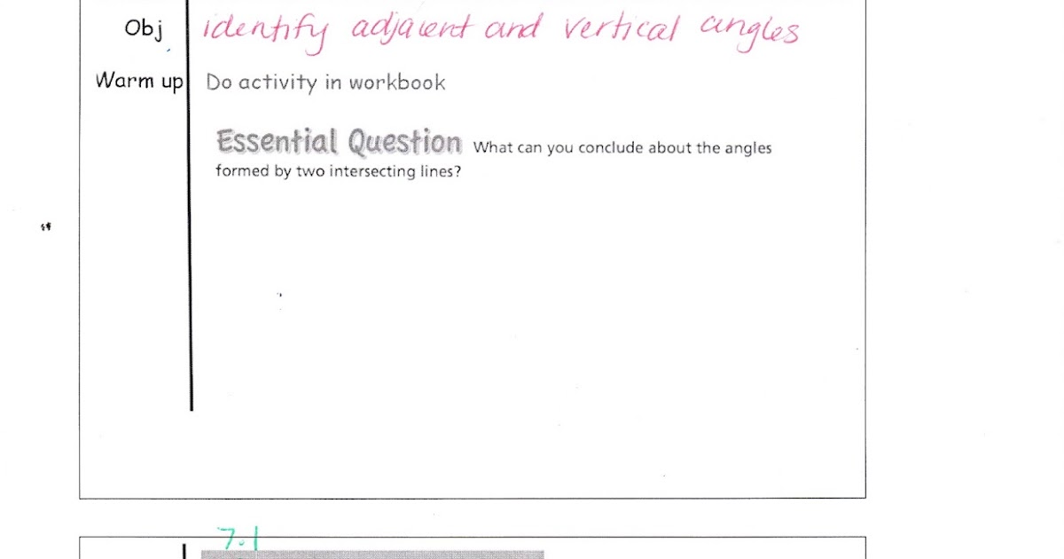 Ms. Jean's Classroom Blog: 7.1 Adjacent and Vertical Angles