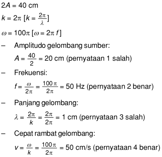 Suatu Gelombang Stasioner Memiliki Persamaan Y 40 Cos 2p Xsin 100pt Mas Dayat