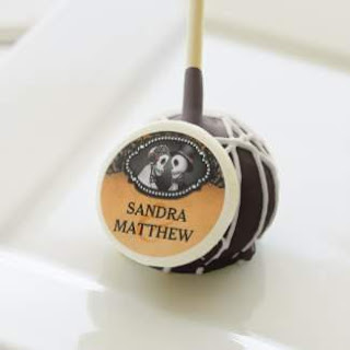 Orange & Black Skeletons Halloween Wedding Names Cake Pops