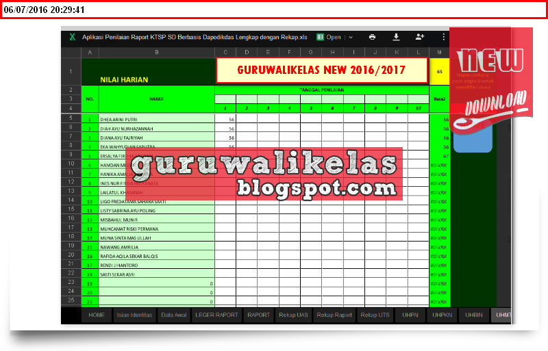 Download Aplikasi Penilaian KTSP SD Fitur Data Dapodikdas