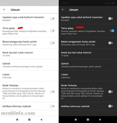 tema gelap youtube android