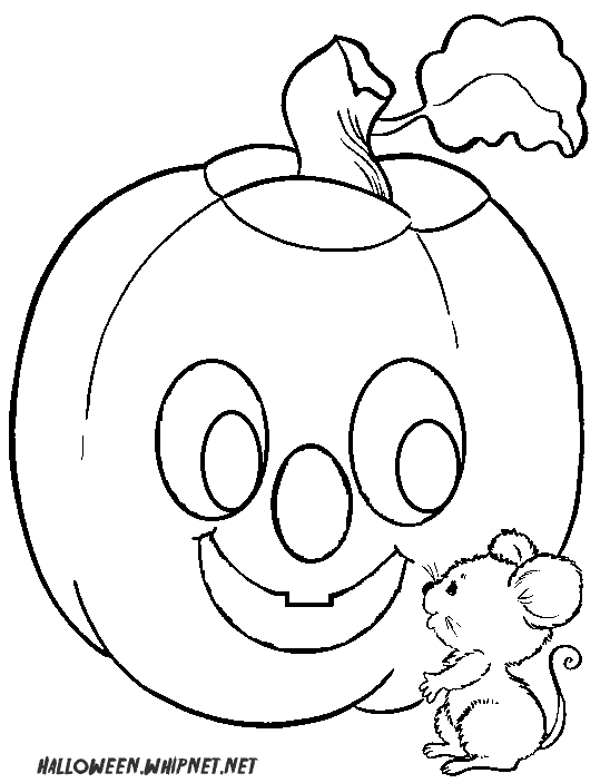 Mouse and Pumpkins Hallowen Coloring Pages title=