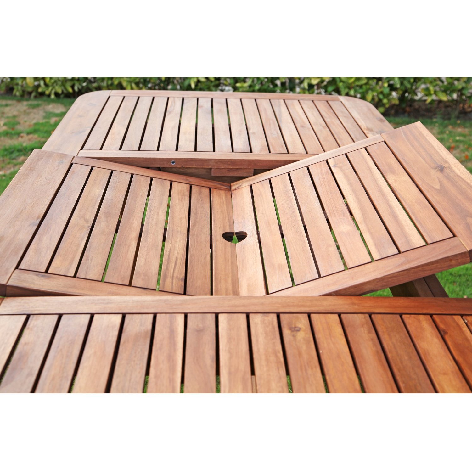 WE Furniture 7Piece Acacia Wood Dining Set with Cushions Outdoor