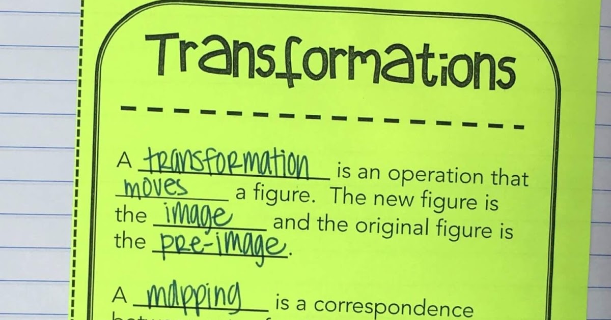 Transformations and Translations INB Pages | Mrs. E Teaches Math
