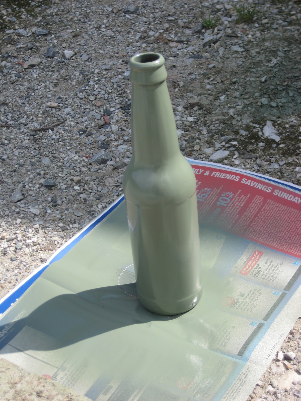 Cabin Fever Crafter layered spray painted {beer} bottle