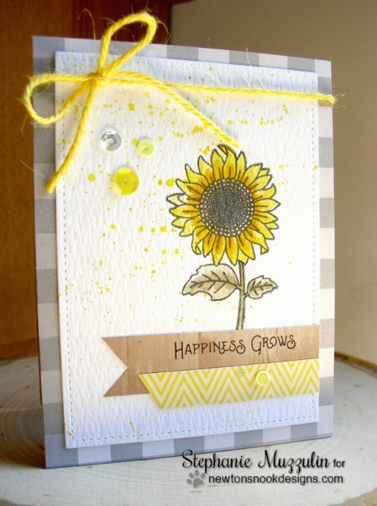 Watercolor Sunflower Card by Stephanie Muzzulin | Flower Garden Stamp set by Newton's Nook Designs #newtonsnook