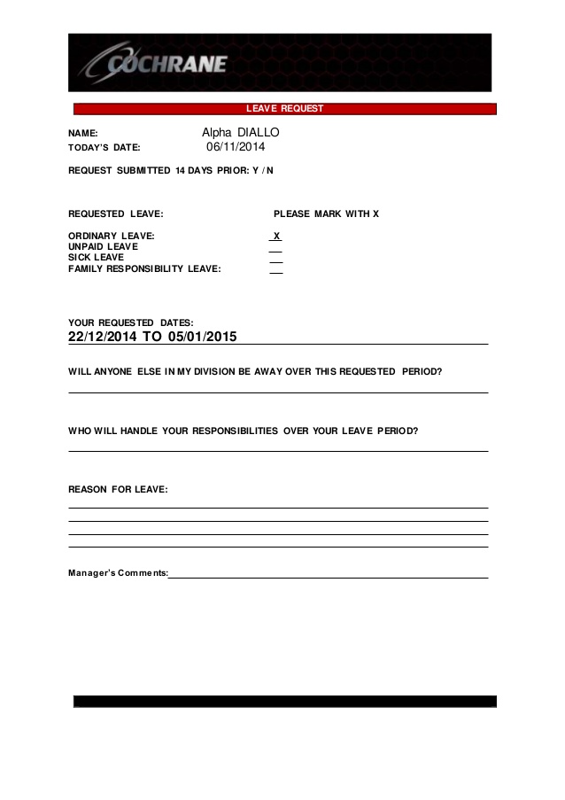Download simple leave request form download free office templates