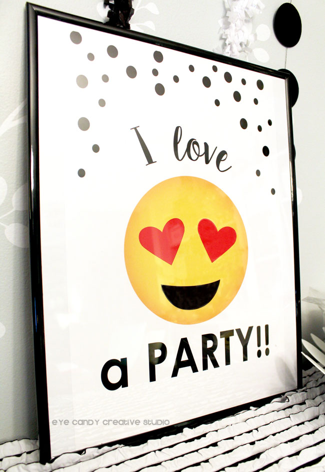 emoji party, emoji birthday party, emoji poster, heart eyes emoji