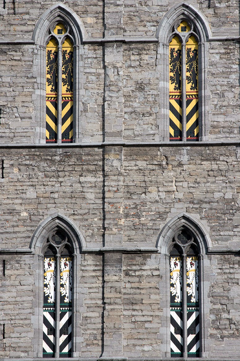 coat of arms in the windows of the Belfry