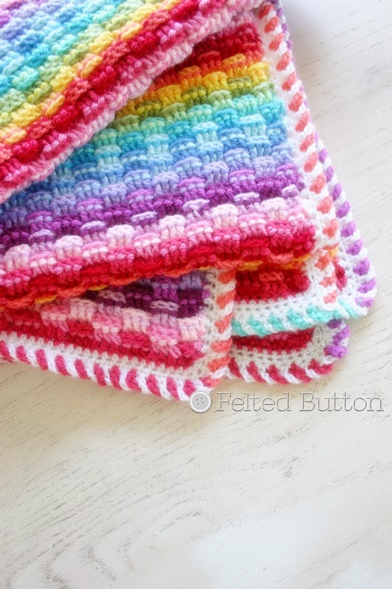 Basket of Rainbows Blanket Crochet Pattern by Susan Carlson of Felted Button